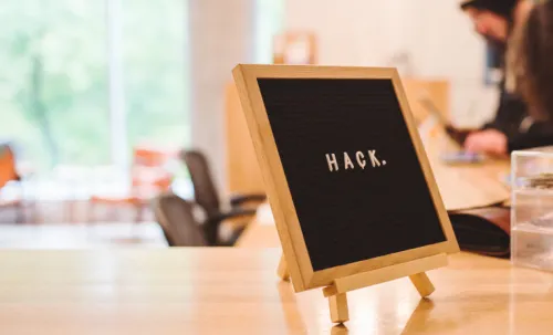 Sign that says the word "hack"